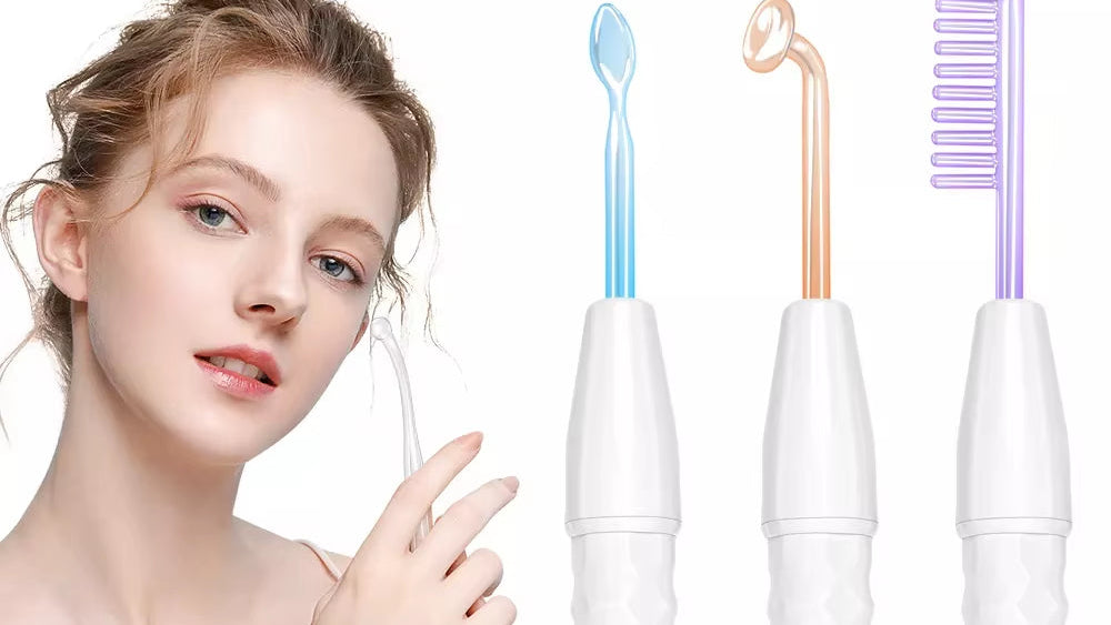 4-IN-1 Portable High Frequency Facial Beauty Machine Electrode Purple Light Glass Tube Wand Acne Massage Facial SPA Skin Care